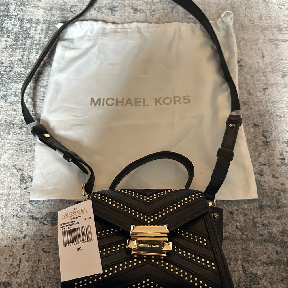 Whitney Michael Kors Studded Black Mini Messenger Bag